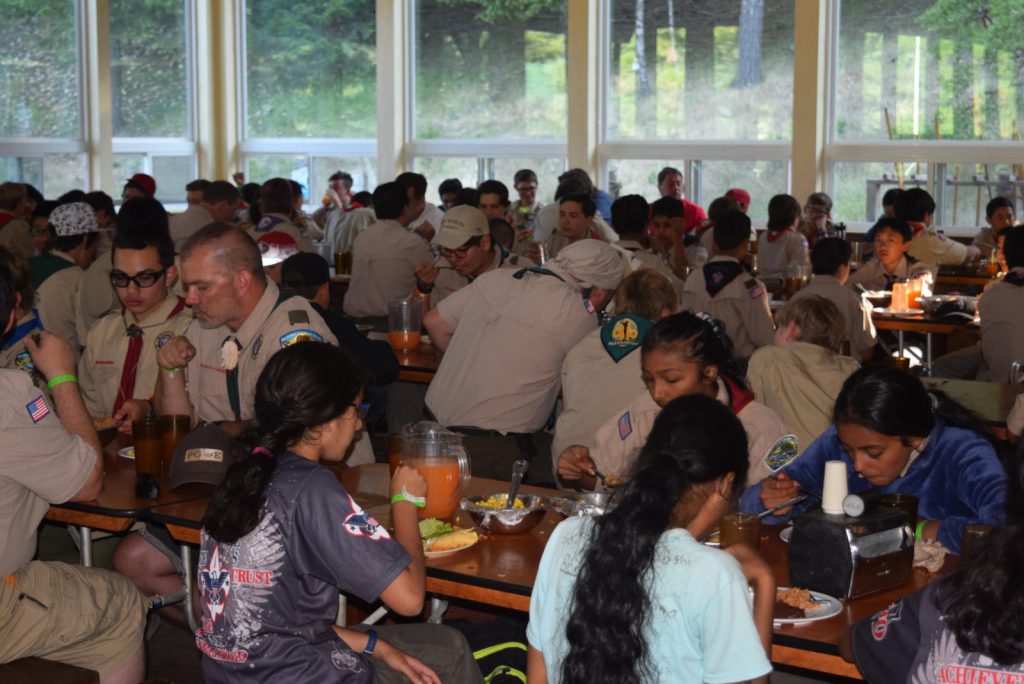 Scouts having dinner in the Dining Hall.